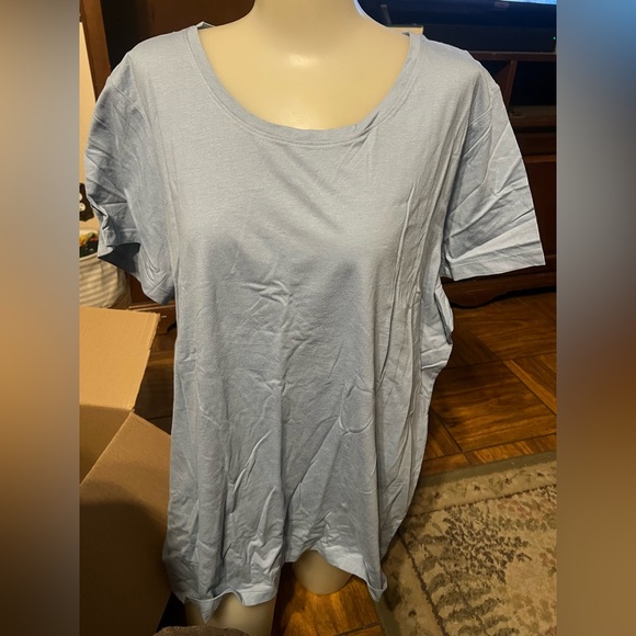 HUE Tops - HUE Light Blue Casual Short Sleeve Top